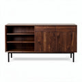 Wooden sideboard with storage compartments and black metal legs 150 x 40 x 80cm