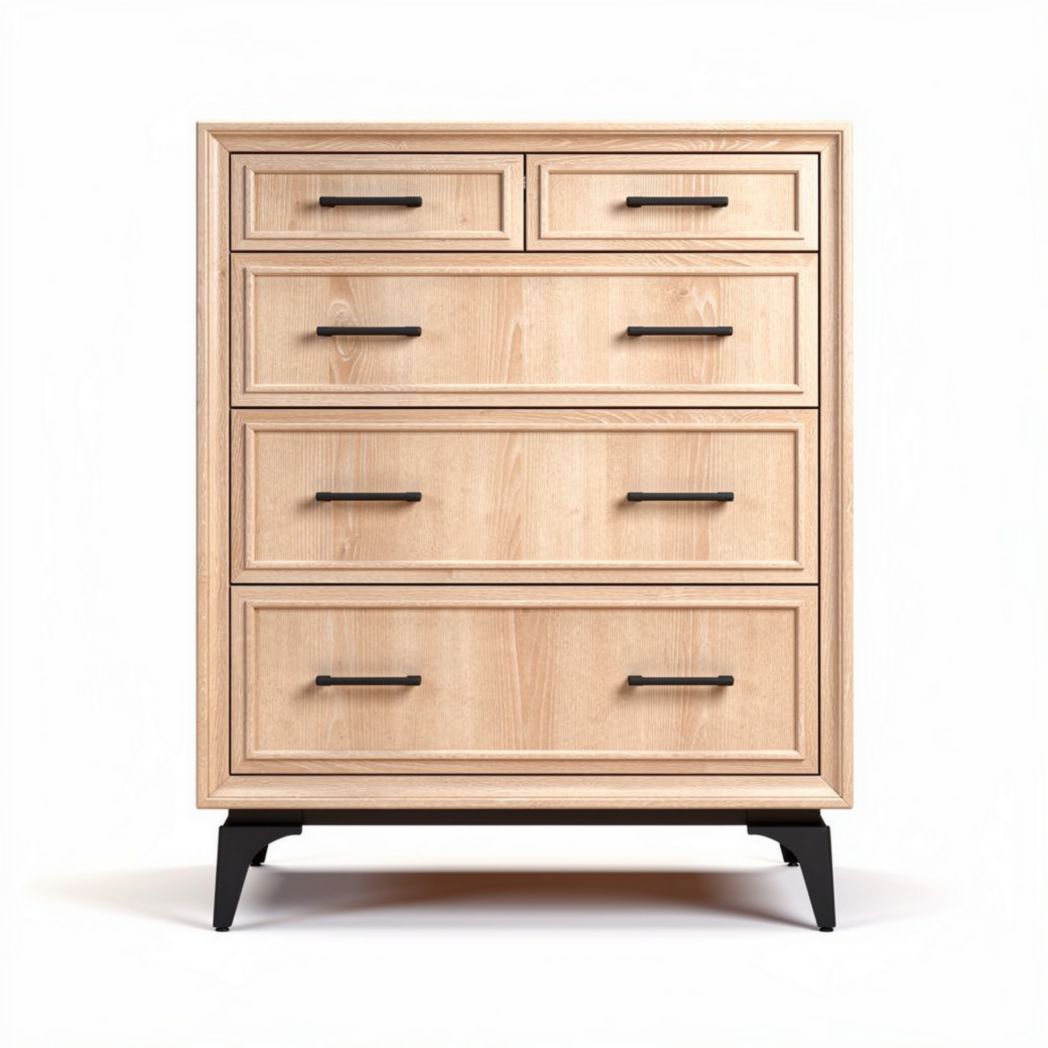 Wooden chest of drawers with five drawers and metal handles 80 x 40 x 100cm