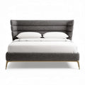 Upholstered bed frame with headboard in grey fabric size 200 x 180 x 120cm