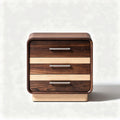 Wooden nightstand with three drawers in walnut and maple finish 45 x 40 x 50cm