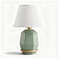 Table lamp in green ceramic with fabric shade and wooden base 22 x 22 x 40cm