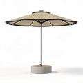 Cantilever outdoor umbrella with concrete base and beige canopy 10ft