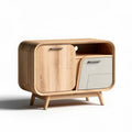 Wooden sideboard with storage drawers and open shelf 80 x 40 x 70cm