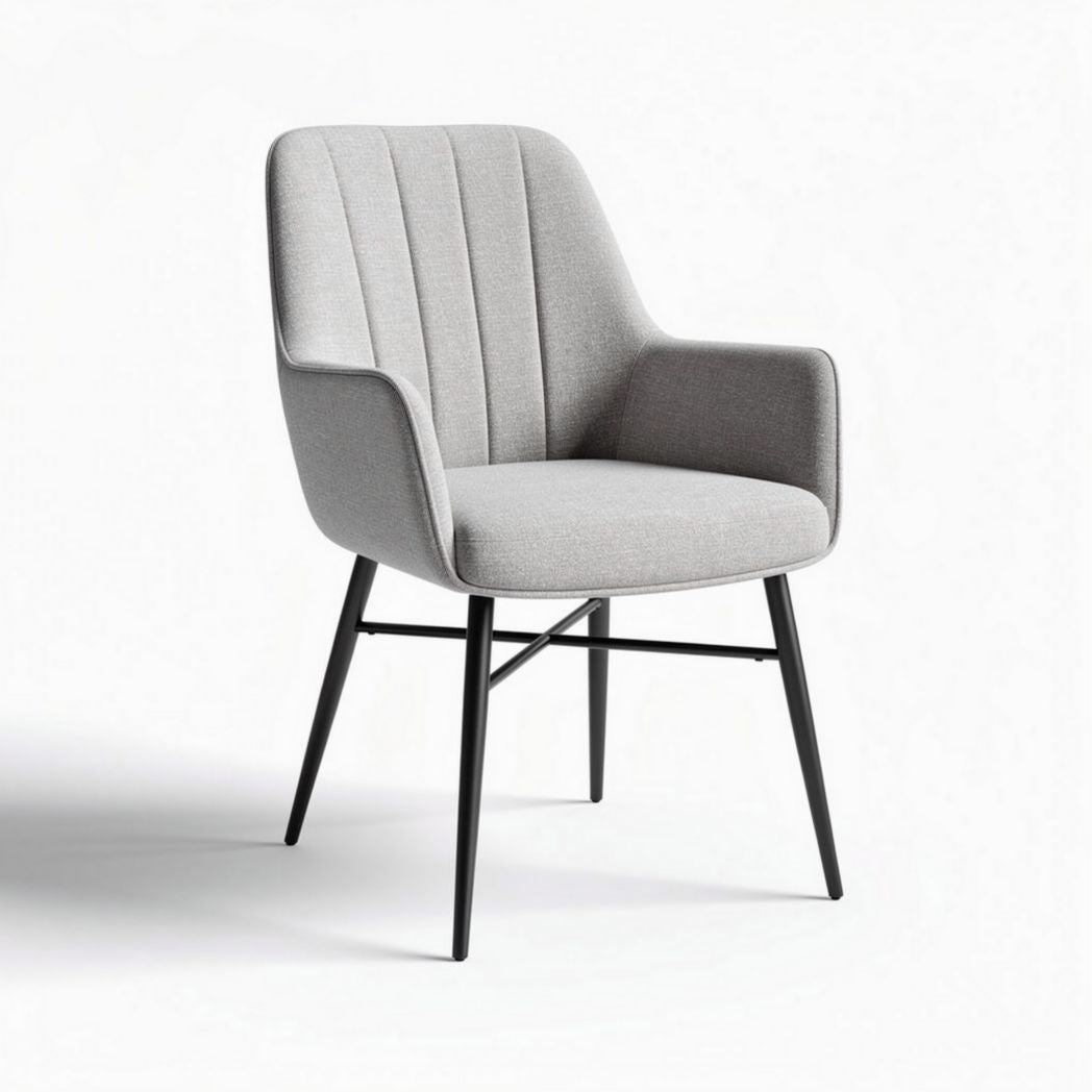 Medium grey upholstered dining chair with metal legs 45 x 50 x 85cm