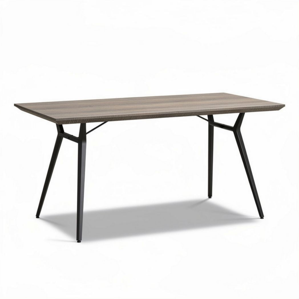 Brown wooden dining table with black metal legs 200 x 100 x 75cm