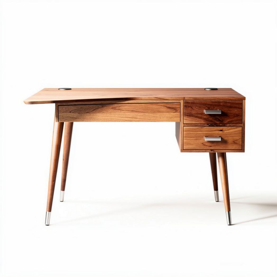 Wooden writing desk with two drawers and tapered legs 120 x 60 x 75cm
