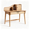 Wooden writing desk with storage compartments in natural finish 120 x 60 x 80cm